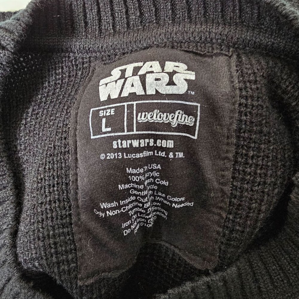 ⭐️Star Wars Welovefine Size Large Darth Vader Crew Neck Pull Over Knit Sweater - Picture 4 of 4
